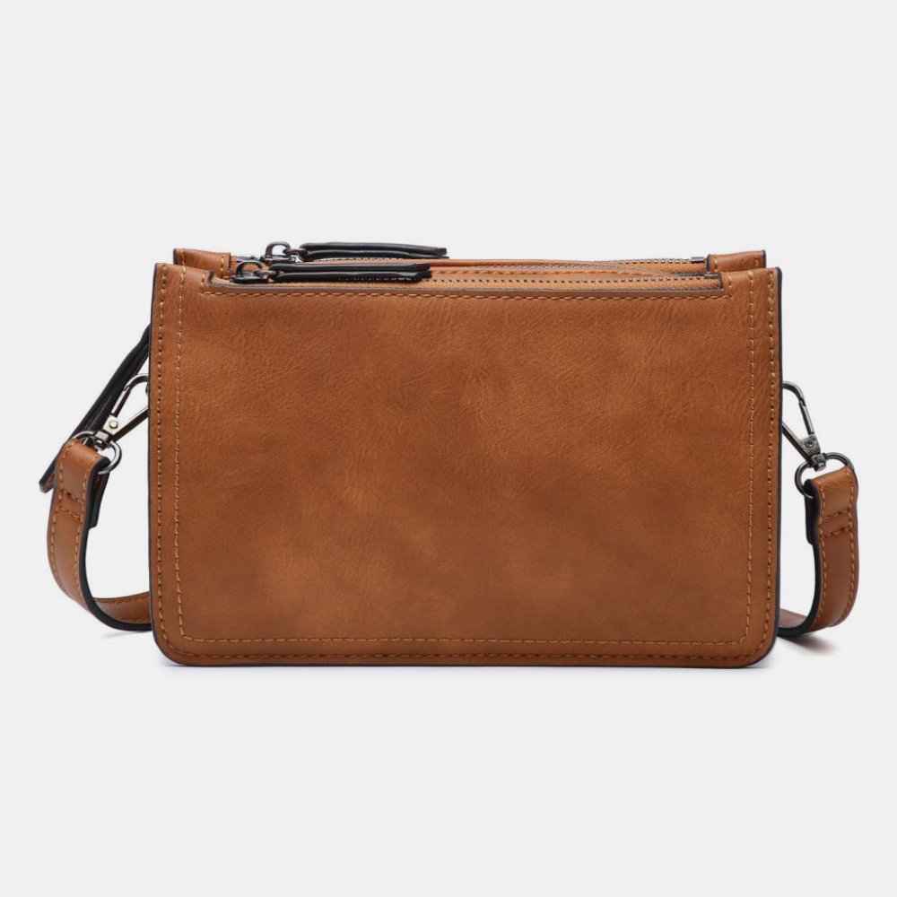 Vegan Leather Crossbody Tote Triple Compartment Purse